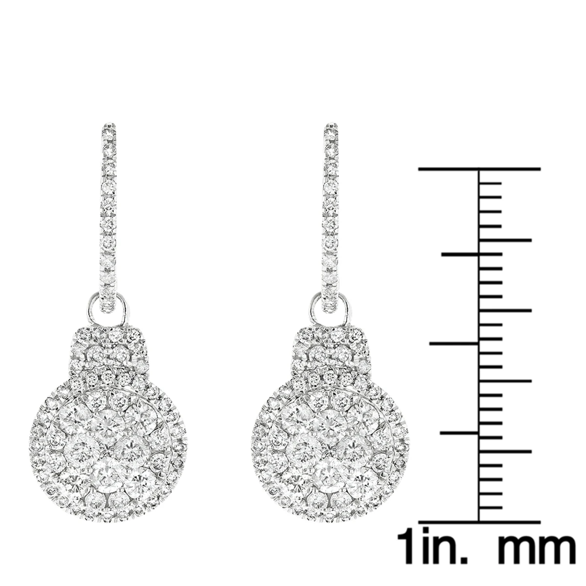14K White Gold Diamond Circle Earrings 1.95ct 7 14K White Gold Diamond Circle Earrings 1.95ct - Image 5