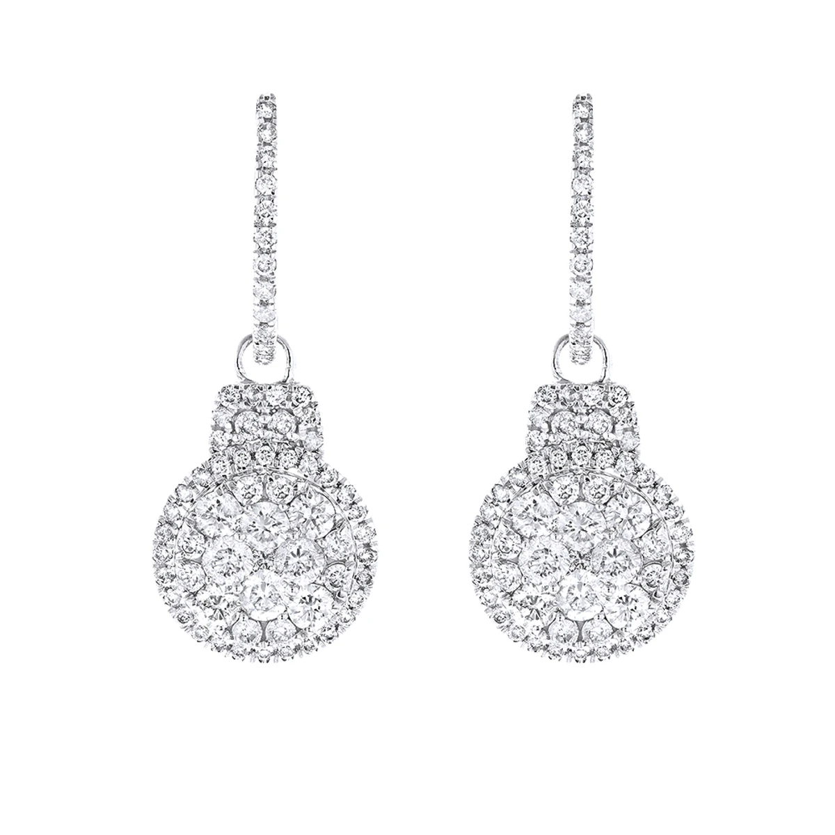 14K White Gold Diamond Circle Earrings 1.95ct 3 14K White Gold Diamond Circle Earrings 1.95ct