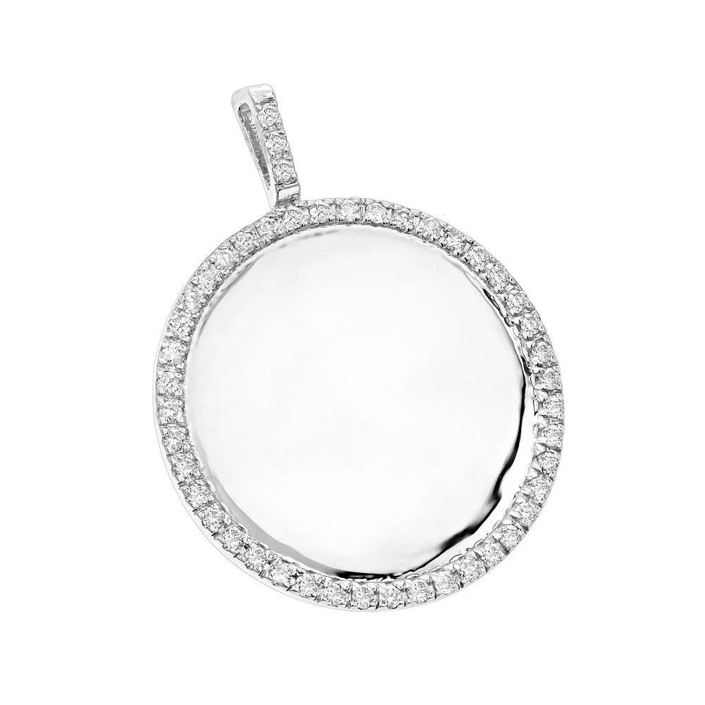 14K Yellow Gold Diamond Circle Medallion Pendant For Women 0.5ct By Luxurman 4 14K Yellow Gold Diamond Circle Medallion Pendant For Women 0.5ct By Luxurman - Image 2