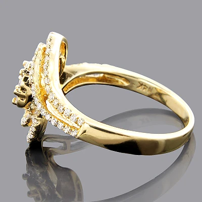 14K Yellow Gold Diamond Cluster Ring 0.56ct 4 14K Yellow Gold Diamond Cluster Ring 0.56ct - Image 2