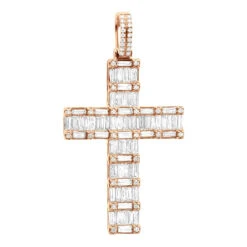 Luxurman 4 Carat Round & Baguette Diamond Cross Pendant For Men 14K Yellow Gold 12 Luxurman 4 Carat Round & Baguette Diamond Cross Pendant For Men 14K Yellow Gold -Its Hot Jewelry Shop 14k gold diamond cross pendant for men 4 carats round baguette diamonds 803240 rose