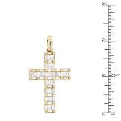 Luxurman 4 Carat Round & Baguette Diamond Cross Pendant For Men 14K Yellow Gold 17 Luxurman 4 Carat Round & Baguette Diamond Cross Pendant For Men 14K Yellow Gold -Its Hot Jewelry Shop 14k gold diamond cross pendant for men 4 carats round baguette diamonds 803240 ruler yellow