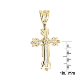 14K Yellow Gold Diamond Cross Pendant Men's Charm 0.95ct -Its Hot Jewelry Shop 14k gold diamond cross pendant mens charm 095ct p 6995 rulerye
