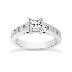 14K White Gold Diamond Designer Engagement Ring 0.64ct