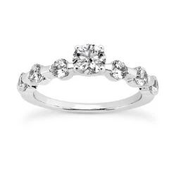 14K White Gold Handmade Round Diamond Designer Engagement Ring 0.68ct