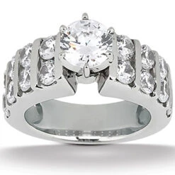 14K White Gold Round Diamond Designer Engagement Ring 0.98ct