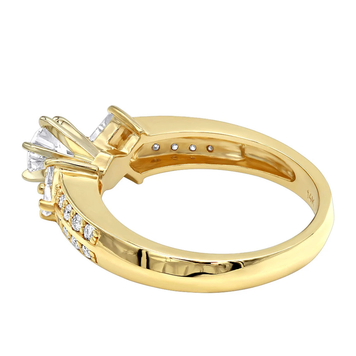 14K Yellow Gold Prong Set Diamond Designer Engagement Ring 1.06ct 7 14K Yellow Gold Prong Set Diamond Designer Engagement Ring 1.06ct - Image 5