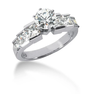 14K White Gold Handmade Diamond Designer Engagement Ring 1.98ct 3 14K White Gold Handmade Diamond Designer Engagement Ring 1.98ct