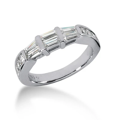 Thin 14K White Gold Diamond Designer Engagement Ring Band 0.76ct 3 Thin 14K White Gold Diamond Designer Engagement Ring Band 0.76ct