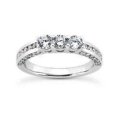 Thin 14K White Gold Diamond Designer Engagement Ring Band 0.77ct