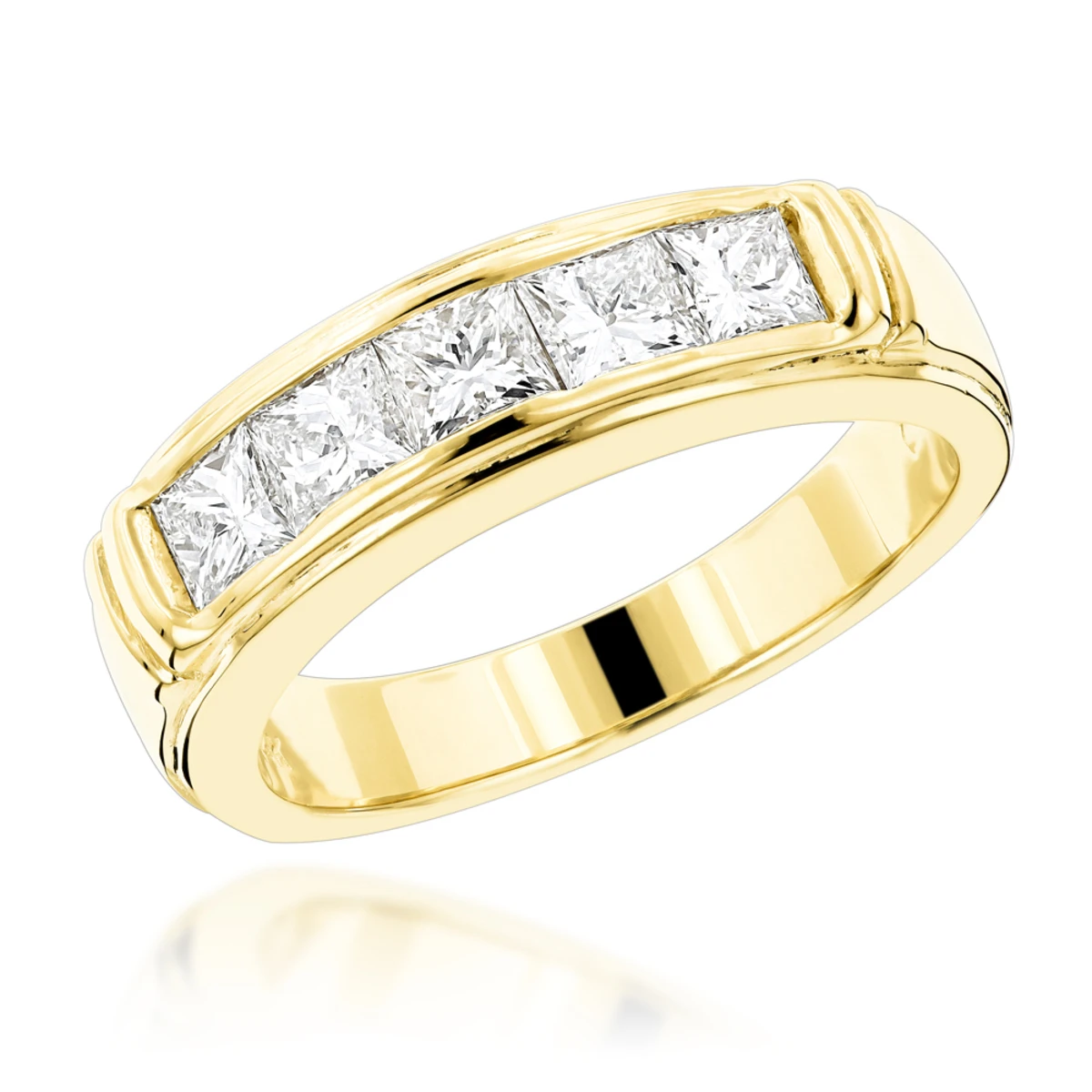 14K Yellow Gold Diamond Designer Engagement Ring Band 1.50ct 3 14K Yellow Gold Diamond Designer Engagement Ring Band 1.50ct