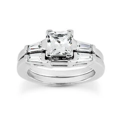 14K White Gold Diamond Designer Engagement Ring Set 0.64ct