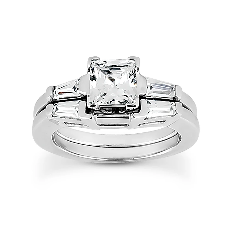 14K White Gold Diamond Designer Engagement Ring Set 0.64ct 3 14K White Gold Diamond Designer Engagement Ring Set 0.64ct