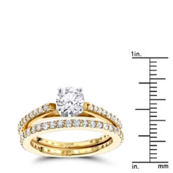 14K Yellow Gold Handmade Diamond Engagement Ring Set 1.19ct -Its Hot Jewelry Shop 14k gold diamond designer engagement ring set 119ct p 22444 rulerye