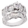 14K White Gold Diamond Designer Engagement Ring Set 2.01ct