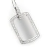 14K White Gold Diamond Dog Tag Military Pendant 0.70ct