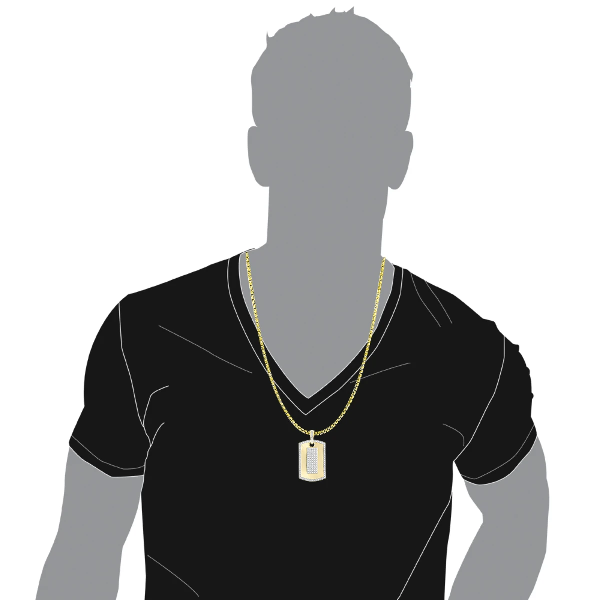 14K Yellow Gold Diamond Dog Tag Military Pendant 1.95ct 7 14K Yellow Gold Diamond Dog Tag Military Pendant 1.95ct - Image 5