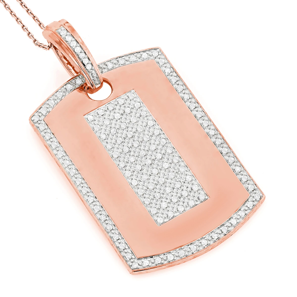 14K Yellow Gold Diamond Dog Tag Military Pendant 1.95ct 5 14K Yellow Gold Diamond Dog Tag Military Pendant 1.95ct - Image 3