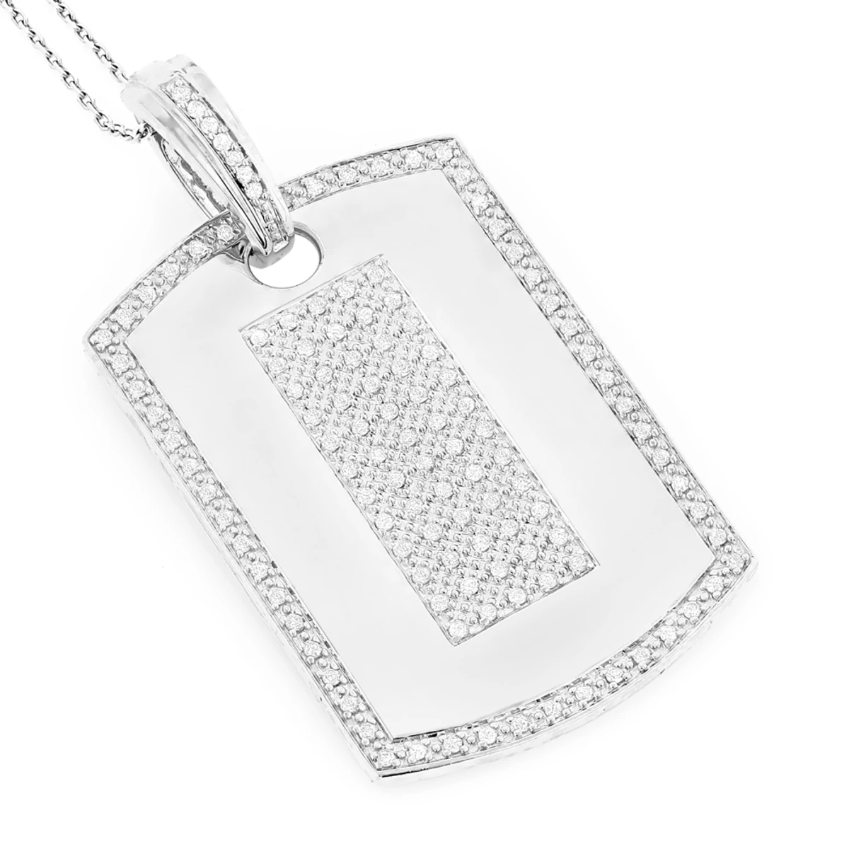 14K Yellow Gold Diamond Dog Tag Military Pendant 1.95ct 4 14K Yellow Gold Diamond Dog Tag Military Pendant 1.95ct - Image 2