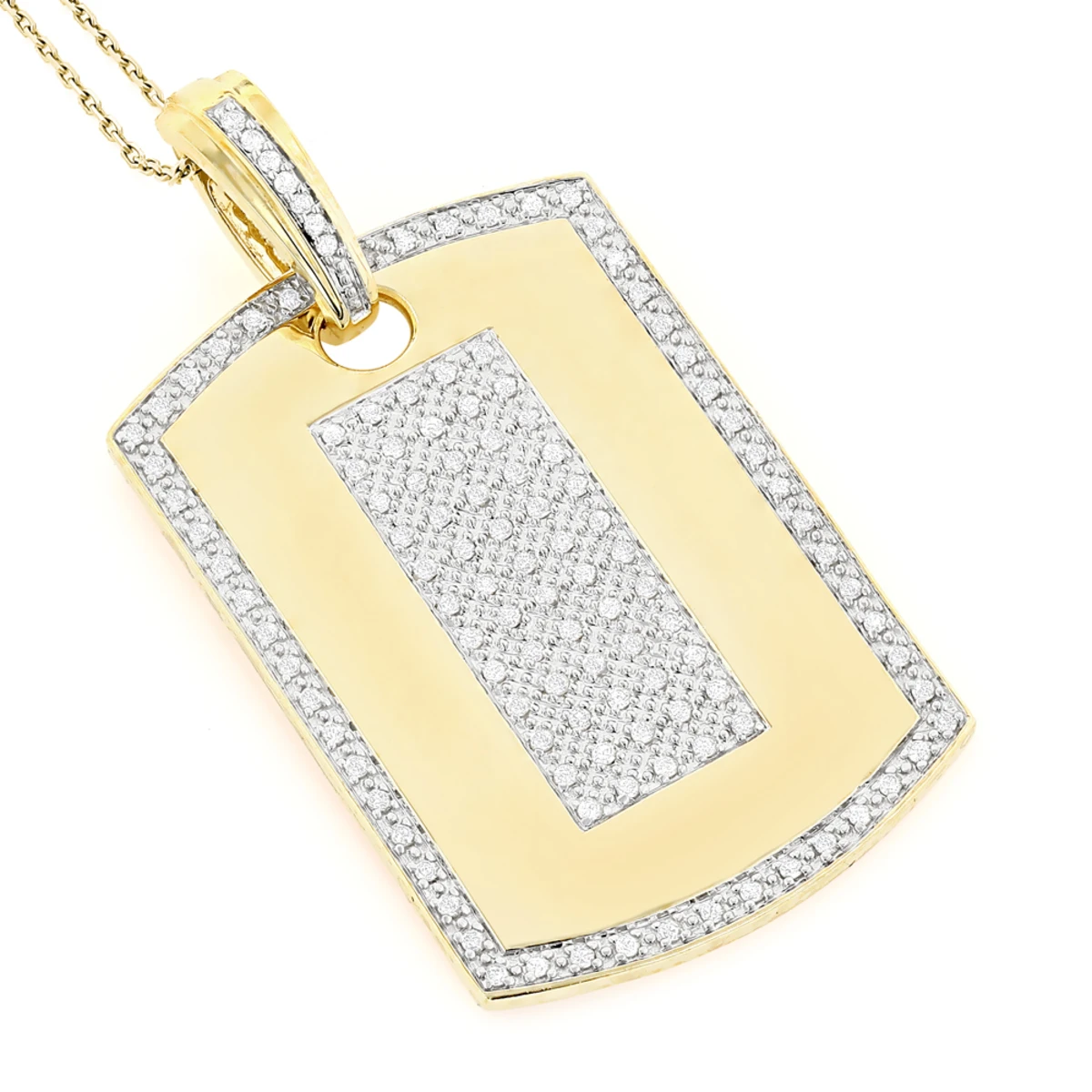 14K Yellow Gold Diamond Dog Tag Military Pendant 1.95ct 3 14K Yellow Gold Diamond Dog Tag Military Pendant 1.95ct