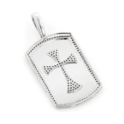 14K White Gold Diamond Dog Tag Pendant With Celtic Cross 0.33ct -Its Hot Jewelry Shop 14k gold diamond dog tag pendant with celtic cross 04ct backwh