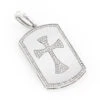 14K White Gold Diamond Dog Tag Pendant With Celtic Cross 0.33ct
