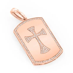 14K White Gold Diamond Dog Tag Pendant With Celtic Cross 0.33ct -Its Hot Jewelry Shop 14k gold diamond dog tag pendant with celtic cross 04ct ro