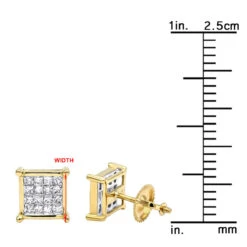14K Yellow Gold Diamond Earrings Princess Cut Diamonds 0.65ct -Its Hot Jewelry Shop 14k gold diamond earrings princess cut diamonds 065ct p 22469 rulerye
