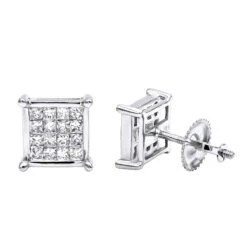 14K Yellow Gold Diamond Earrings Princess Cut Diamonds 0.65ct -Its Hot Jewelry Shop 14k gold diamond earrings princess cut diamonds 065ct p 22469 wh