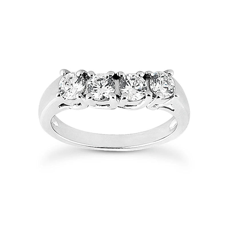 Thin 14K White Gold Diamond Engagement Ring Band 0.48ct 3 Thin 14K White Gold Diamond Engagement Ring Band 0.48ct