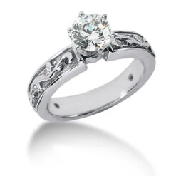 14K White Gold Diamond Engagement Ring Mounting 0.11ct