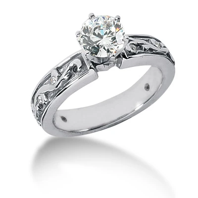 14K White Gold Diamond Engagement Ring Mounting 0.11ct 3 14K White Gold Diamond Engagement Ring Mounting 0.11ct