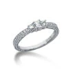 14K White Gold 3 Stone Prong Set Diamond Engagement Ring Mounting 0.14ct