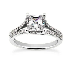 14K White Gold Diamond Handmade Engagement Ring Mounting 0.22ct