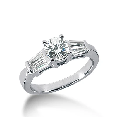 14K White Gold Diamond Authentic Engagement Ring Mounting 0.56ct 3 14K White Gold Diamond Authentic Engagement Ring Mounting 0.56ct