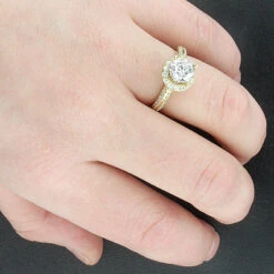 Halo 14K Yellow Gold Diamond Engagement Ring Mounting 0.60ct -Its Hot Jewelry Shop 14k gold diamond engagement ring mounting 060ct p 40076bod