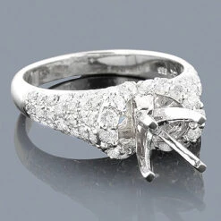 14K White Gold Diamond Engagement Ring Mounting 1.51ct
