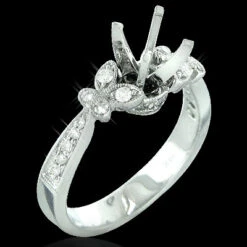 14K White Gold Diamond Engagement Ring Setting 0.33ct