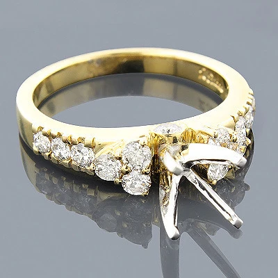 14K Yellow Gold Diamond Engagement Ring Setting 0.93ct 3 14K Yellow Gold Diamond Engagement Ring Setting 0.93ct