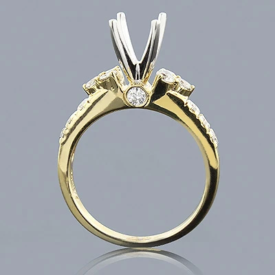 14K Yellow Gold Diamond Engagement Ring Setting 0.93ct 4 14K Yellow Gold Diamond Engagement Ring Setting 0.93ct - Image 2