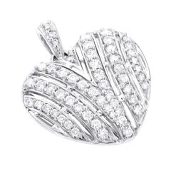14K White Gold Diamond Heart Pendant 1.15ct