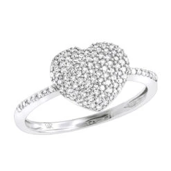 Real Diamond Heart Ring For Women 14K White Gold 0.33ct