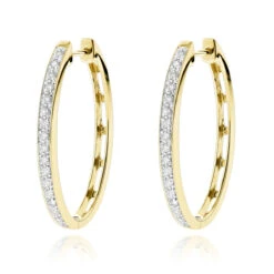 14K White Gold Oval Diamond Hoop Earrings For Women 0.71ct -Its Hot Jewelry Shop 14k gold diamond hoop earrings 071ct p 40622 ye