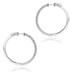 14K White Gold Diamond Hoop Earrings 1.2ct -Its Hot Jewelry Shop 14k gold diamond hoop earrings 126ct p 40994 backwh