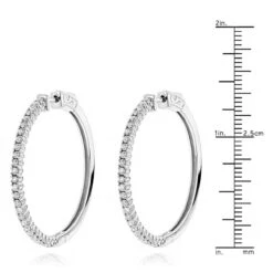 14K White Gold Diamond Hoop Earrings 1.2ct -Its Hot Jewelry Shop 14k gold diamond hoop earrings 126ct p 40994 rulerwh