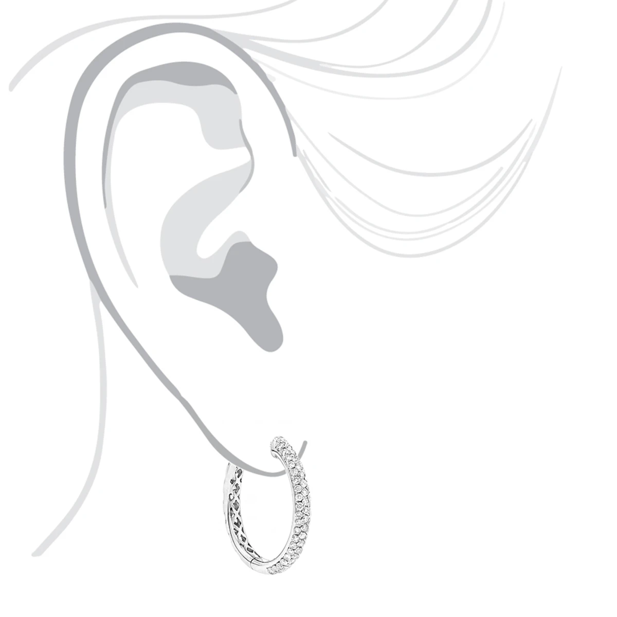 14K White Gold Diamond Hoop Earrings 1.75ct 8 14K White Gold Diamond Hoop Earrings 1.75ct - Image 6