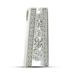 14K White Gold Diamond Journey Pendant 1ct