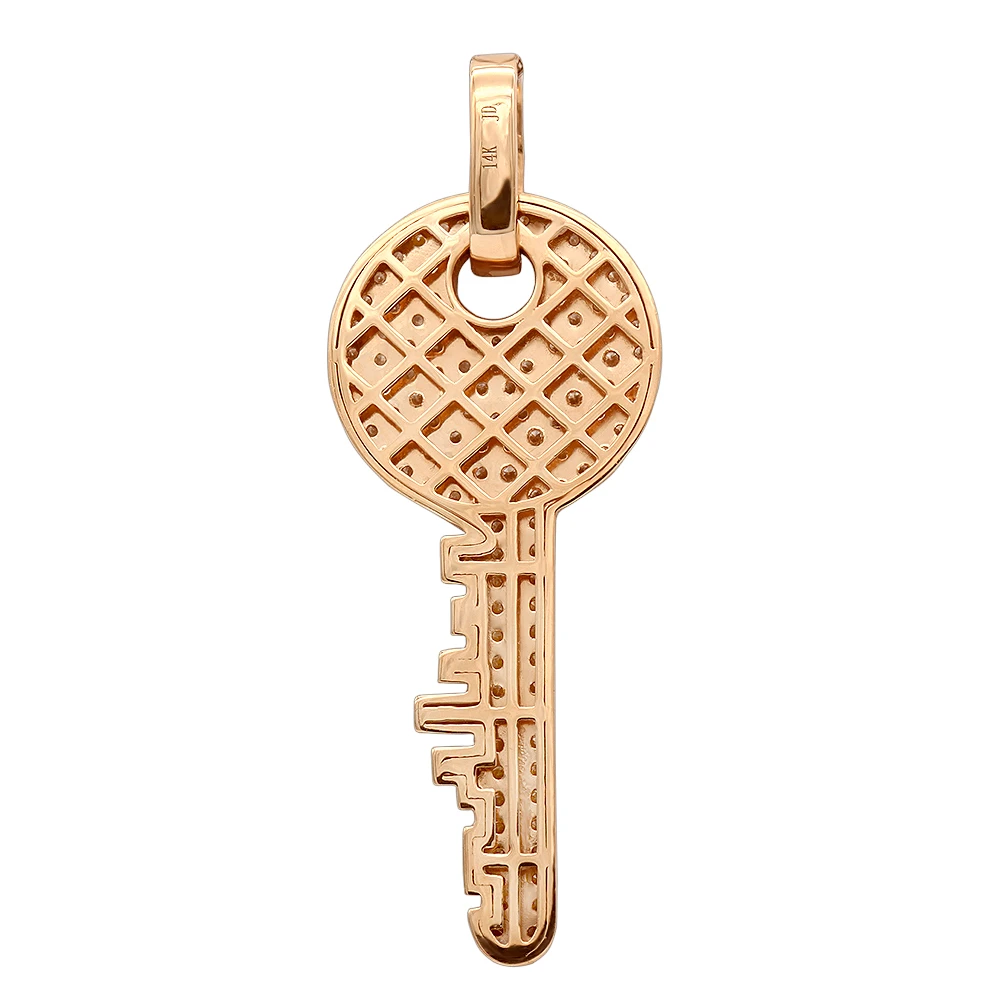 14K Yellow Gold Diamond Key Pendant For Men And Women 2.15 Carats 7 14K Yellow Gold Diamond Key Pendant For Men And Women 2.15 Carats - Image 5