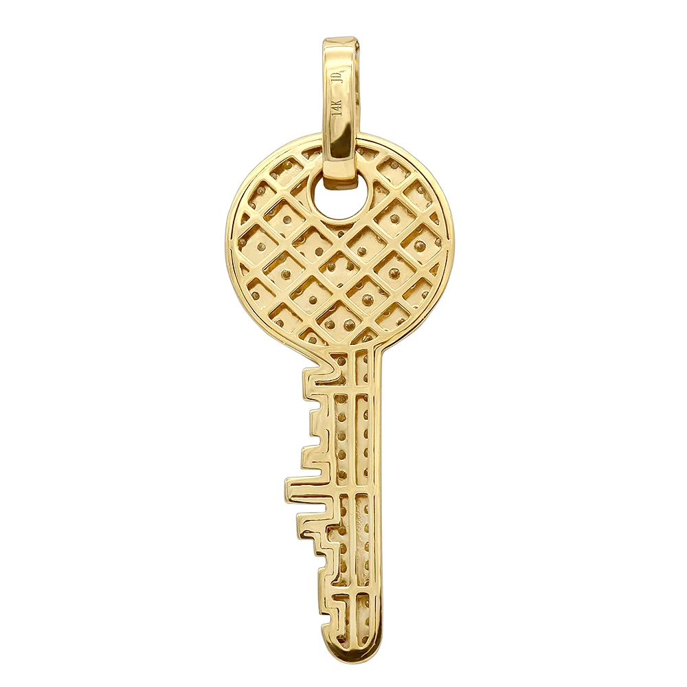 14K Yellow Gold Diamond Key Pendant For Men And Women 2.15 Carats 6 14K Yellow Gold Diamond Key Pendant For Men And Women 2.15 Carats - Image 4
