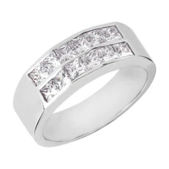 14K White Gold Diamond Men's Wedding Band 2.04ct